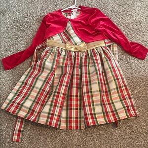 Bonnie Jean Red and Gold Plaid Dress with Bolero